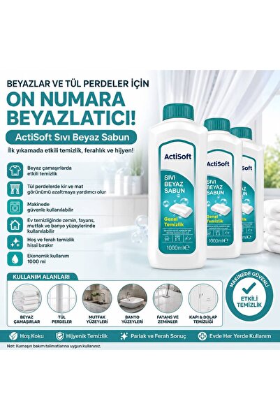 actisoft Sıvı Beyaz Sabun 1000 Ml *3 Lü Paket