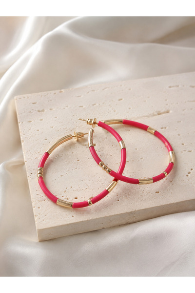 ankadizayn Pink Hoop Earrings