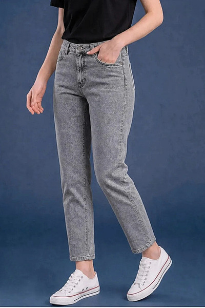 FlexiFit Yüksek Bel Mom Boyfriend Kadın Jean Pantolon | Rahat Kalıp | Denim |...