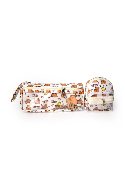 Ecrou Double Cbr Pencil Case Bag Charm Set Ecru