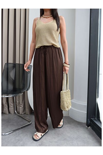 ESRAHELVACI Satin Lace-Up Casual Trousers