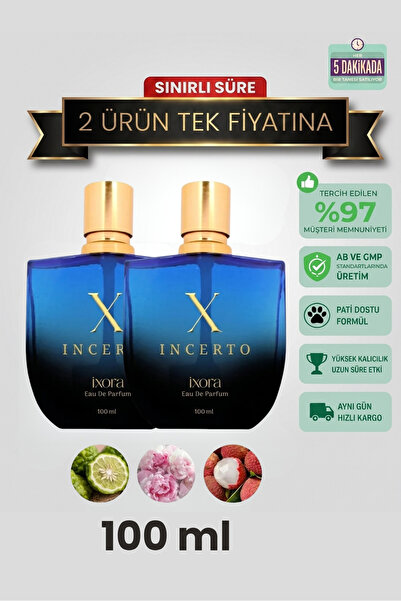 ixora Incerto 100 ml Unisex Parfüm 2x Adet Edp