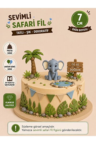 Alwin3d Safari Fil Pastaüstü Figür 7 Cm