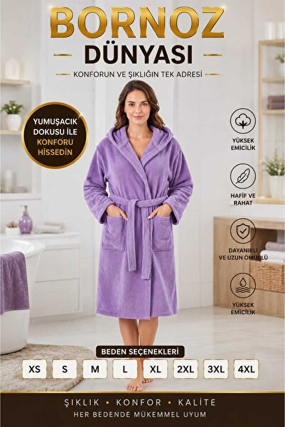 Touch Halat de baie cu glugă organic 100% bumbac (CU CADOU PAPUCI)
