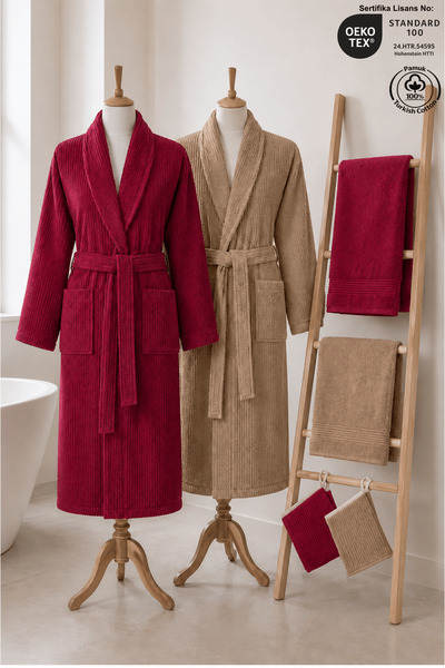 Ellaline Set de halate de baie cu dungi Eldy, set de familie, 6 piese, set de...