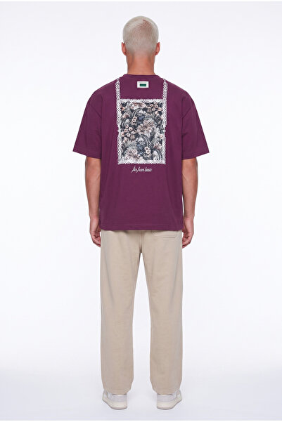 Respire Men's Ffb Vintage Embroidered Oversize T-Shirt Cherry