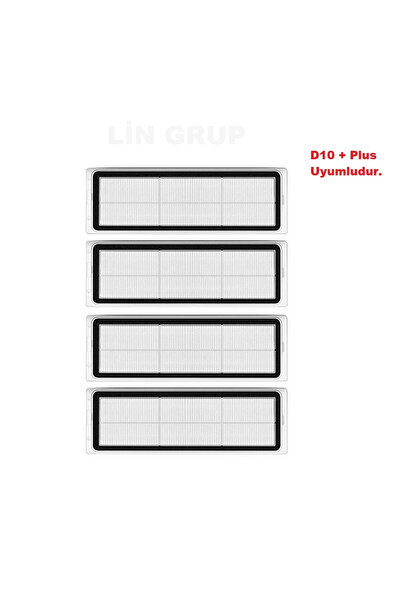 LİN GRUP Dreame Bot D10+ Plus - 4 قطع بديلة متوافقة مع فلتر Hepa