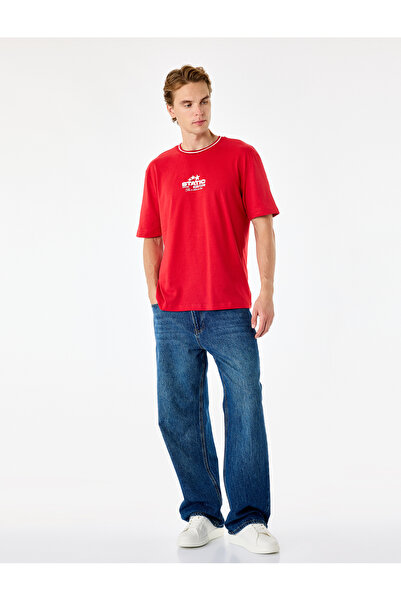 Koton Cotton Short Sleeve Crew Neck Oversize Printed T-Shirt