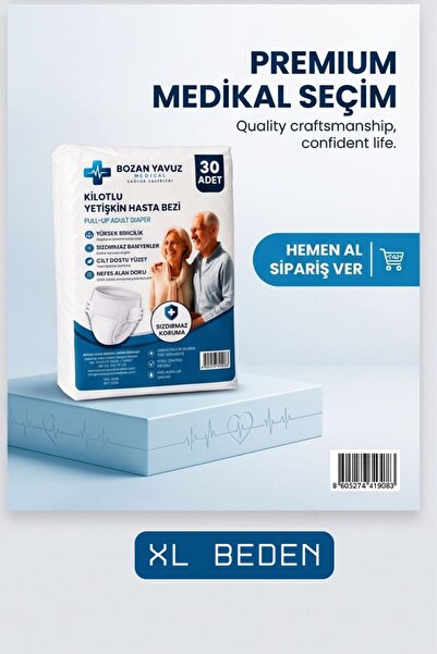 Bozan Yavuz Medical Sağlık Ürünleri Yetişkin Hasta Bezi Külotlu 30 Adet Extra...