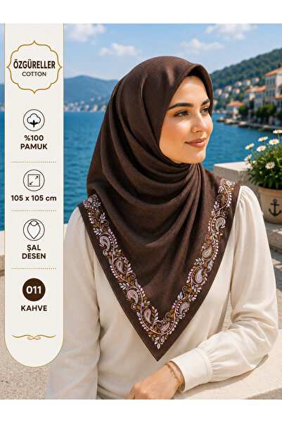 ÖZGÜRELLER Özgüreller, 105x105 cm Etnik İçi Boş Desen Yazma,%100 Pamuklu Hedi...