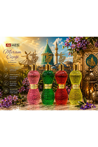 ARMES Kiraz - Zeytin - Nar -iğde Çiçeği Kolonyaları 4'lü 70 Derece 400 Ml