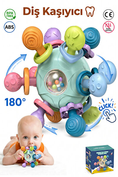 BBSKY Montessori Eğitici Bebek Diş Kaşıyıcı Top- BPA İçermez Diş Kaşıma Çıngı...