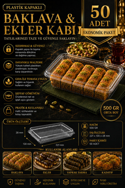 Ambalaj Evi Recipient pentru baklava cu capac Bol pentru baklava rezistent la...