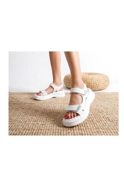 Generic Brand Ginya White Skin Velcro Sandals