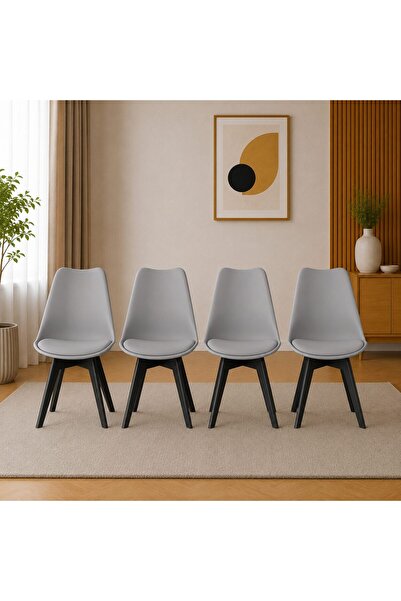 Artool Set 4 scaune bucatarie/living, Artool, Mark, PP gri, picioare negre, 4...