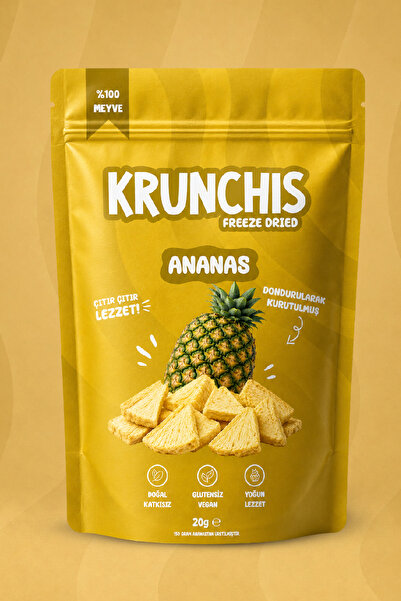 Krunchis Freeze Dried Ananas Dilim (Dondurularak Kurutulmuş Meyve) - 20gr
