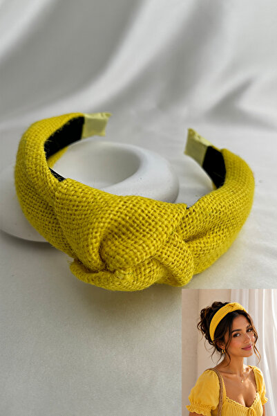 Yellow Color Knot Detail Wicker Crown