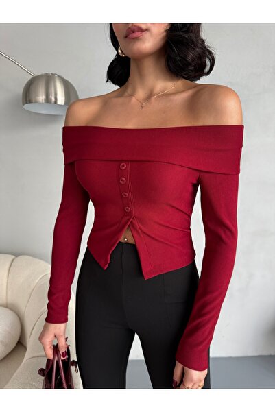 alanora Women's Ottoman Fabric Button Madonna Collar Blouse