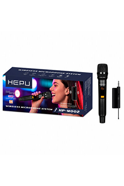 HEPU HP-M002 Kablosuz Mikrofon Sistemi – Dijital Ekranlı USB Alıcılı Şarjlı