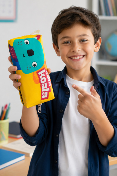 United Fabrics Çocuk Kalem kutusu - Sakin Koala Baskılı Desenli Suni Deri Kal...