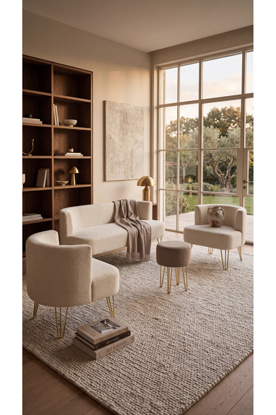 AY CONCEPT Elegance 4'lü Çay Seti Koltuk Takımı ve Puf
