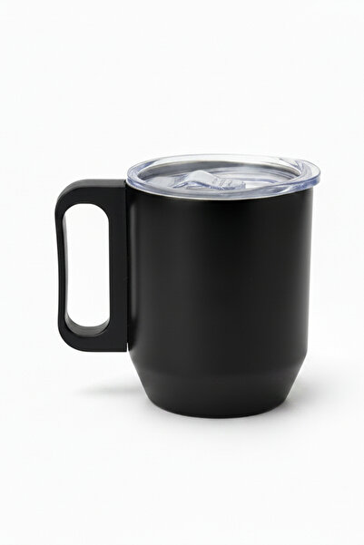 350 ml Çelik Termos Mug - 304 Paslanmaz Çelik Şeffaf Kapaklı Ofis Kupası