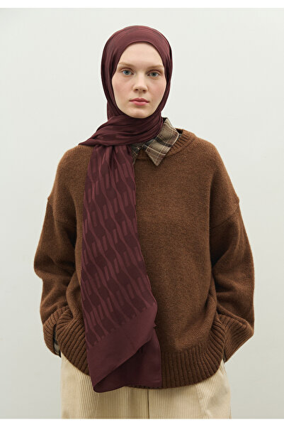 Freshscarfs Nara Pamuk Floş Jakarlı Şal Bordo