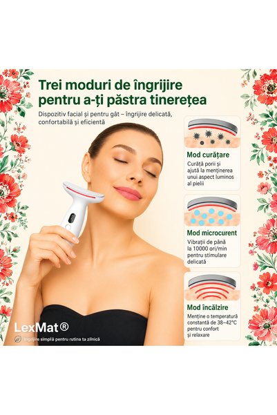 LexMat Aparat masaj riduri gat, dispozitiv de ingrijire a Gatului si Facial, Electrostimulare Musculara