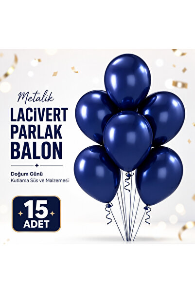 Renkli Party 15 Adet Metalik Lacivert Parlak Balon Doğum Günü Kutlama Süs ve ...