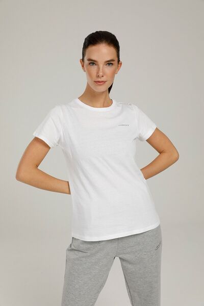 lumberjack Ct122 Basıc C Neck T-shır Beyaz Kadın T-shirt CT122 BASIC C NECK T...