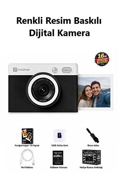 KAZEMTECH Dijital Retro Kamera Renkli Fotoğraf Baskı Çıkartma Özellikli Dahil...