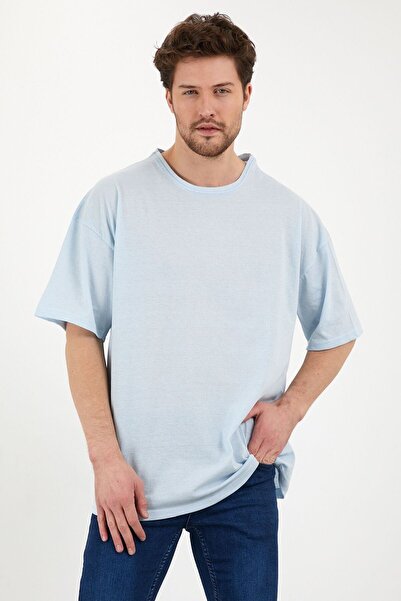 TA COLLECTİON Συσκευασία 2 τεμαχίων Baby Blue Unisex T-shirt και κολιέ με φαρ...