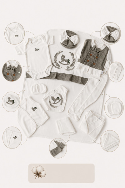 BABY ZUHU Bulut Anne - 10-Piece Hospital Release Set, 100% Natural Cotton Com...