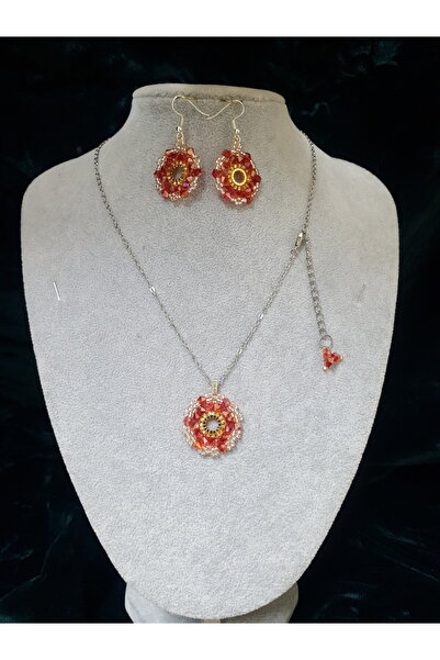 Mandala Kristal Set Kolye Zincir uzunluğu 45 cm Küpe 20 mm Özgün olarak elde tasarlanmıştır.