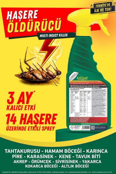 Killing Max Sprey 12’li Eko Set – Böcek İlacı 14 Haşereye Etkili, Karınca 3 Ay Kalıcı 12x500ml