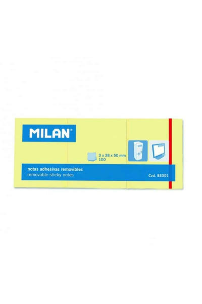 Milan Bloc notes adeziv 3x38x50 Galben Pal