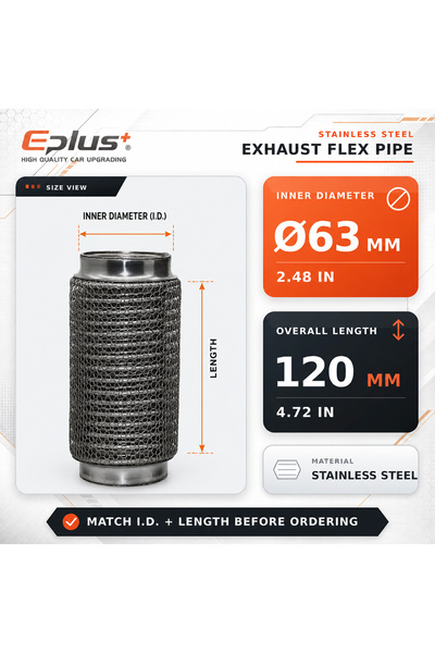 Choice16 ID 63MM-120MM Universal Automotive Chain Link Mesh Exhaust Hose Stai...