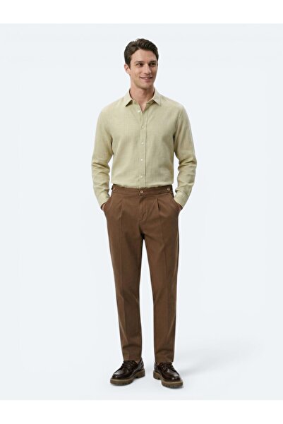 Kip Bakır Düz Dokuma Regular Fit Casual Pamuk Karışımlı Pantolon