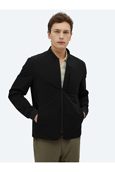 Kip Black Regular Fit Micro Gel Fiber Sports Jacket