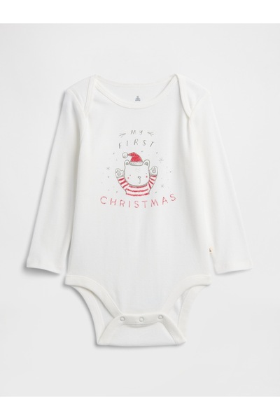 GAP Bebek Beyaz Grafik Desenli Bodysuit