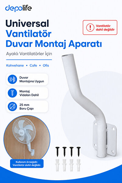 Depolife Üniversal Ayaklı Vantilatör Duvar Montaj Aparatı Kahvehane Cafe Ofis...