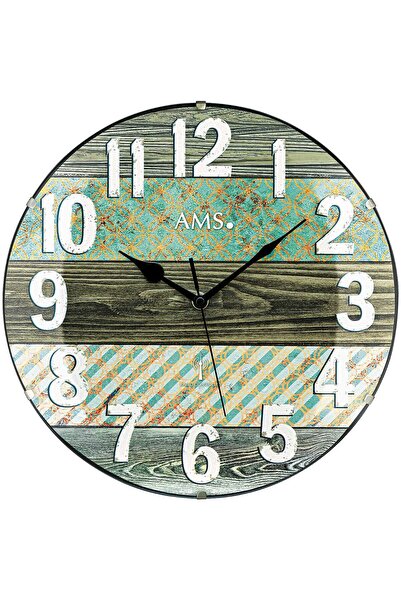 AMS Ceas de perete 5556, cuarț, albastru, analogic, modern