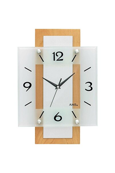 AMS Ceas de perete 5507, cuarț, argintiu, analogic, modern