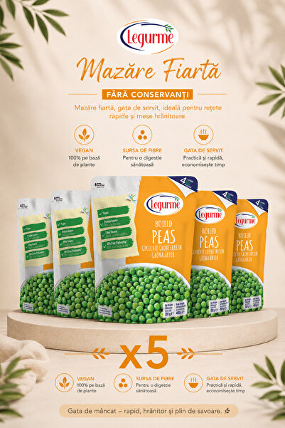 Legurme Mazăre verde fiartă 700gr x5