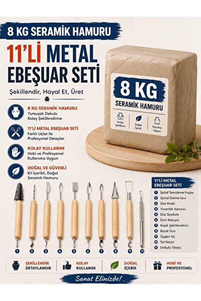 DSH Doğal Seramik Hamuru Seramik Hamuru Modelaj Ebeşuar Seti Kil Çamuru Profe...