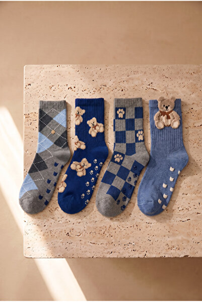 Katia&Bony Boy's Teddy Patterned 4-Piece Socks