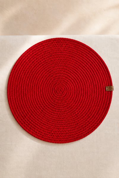 Naspar Red 2 Pieces 32cm Supla Plate Mat / American Service Mat / Plate Mat