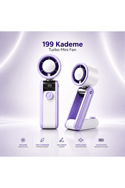 linkifun Mini Katlanabilir El Vantilatörü 199 Kademeli Ayarlı USB-C Şarjlı Ma...