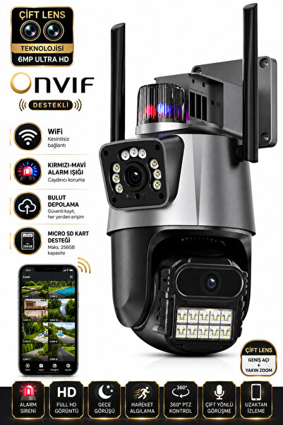 ArmoniaVital ARM-318 Dual Lens 6MP Çift Kameralı Akıllı WiFi Güvenlik Kameras...