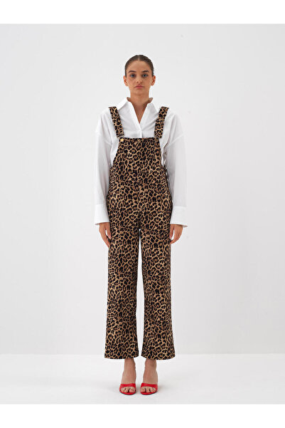 Xint Kadın Camel Pamuk Dokulu Oversize Salopet